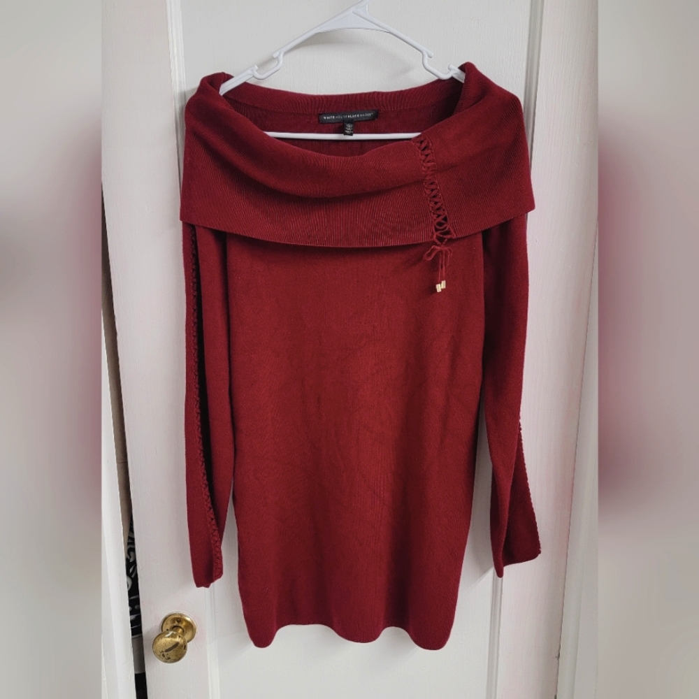 White House Black Market Red Off-the-Shoulder Sweater
